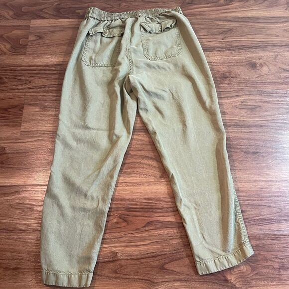 Re-Imagined by J CREW Cropped Pants Womens 6 Elastic Waist Pockets Green Lyocell - Picture 5 of 6